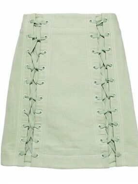 Acler Ferguson Mini Skirt Size US 10 Mint Green Lace-Up Mini Skirt